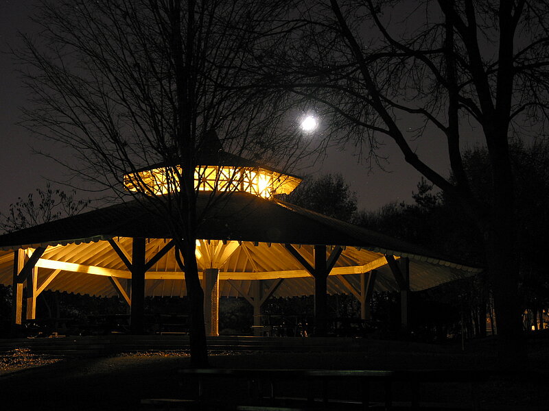 Photo of Park Pavilion at Night with Moon(2560)