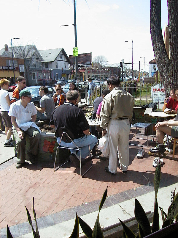 Photo of Chess game on the Dunn Bros. Patio(278)