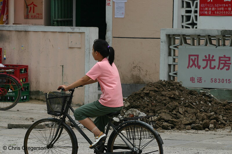Photo of Young Girl on a Bicycle, Shanghai(3408)
