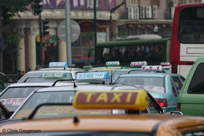 Photo of Taxis in Traffic, Shanghai, China(3419)