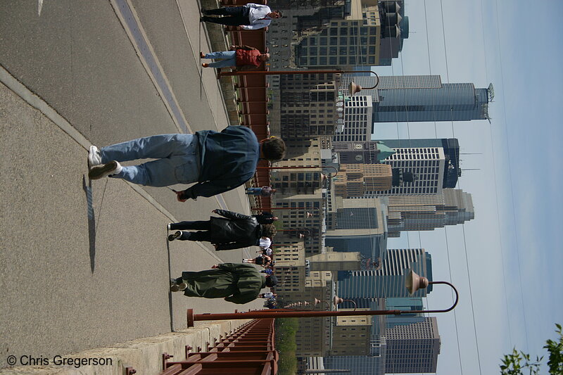 Photo of Pedestrians on Stone Arch Bridge(4478)