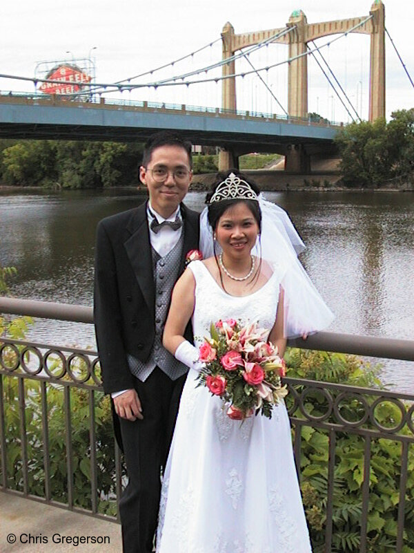 Photo of Bride and Groom by the Mississippi(448)