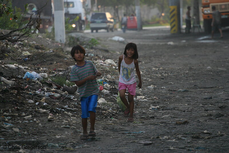 Photo of Filipino Boy and Girl Walking Home, Manila(4631)