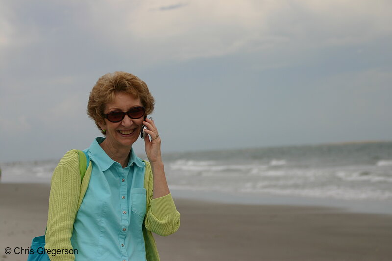 Photo of Woman on Cell Phone Call at the Beach(4978)