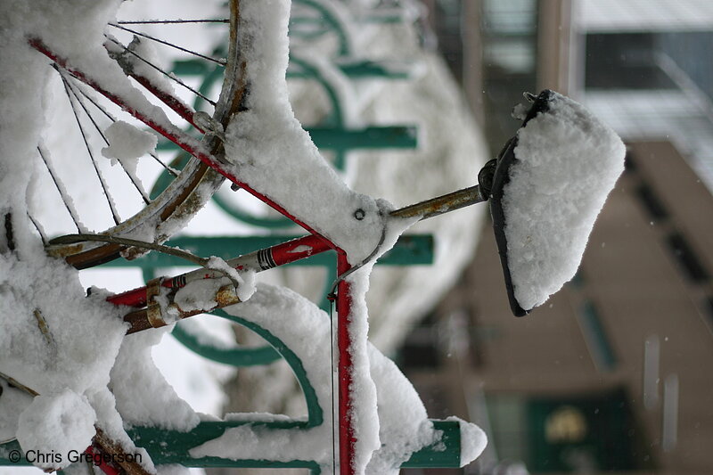 Photo of Bicycle, Bike Rack Covered in Snow(5058)