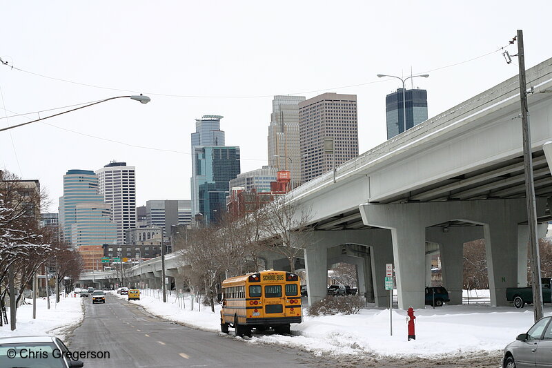 Photo of Downtown Minneapolis Buildings and Elevated Freeway(5063)