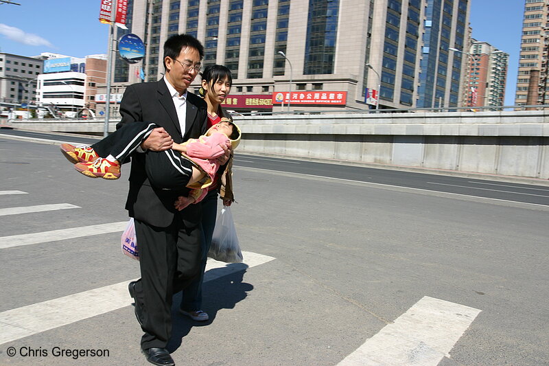 Photo of Man Carrying Young Child, Beijing, China(5085)