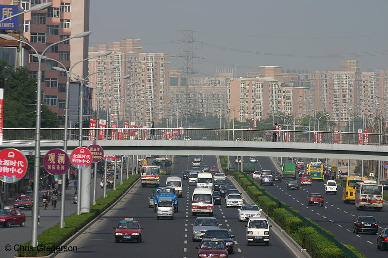 Photo of Freeway, Footbridge, and High-Rises in Beijing, China(5092)