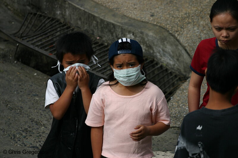 Photo of Children Wearing Surgical Mask Because of Meningococcemia Outbreak in Baguio City, The Philippines(5751)