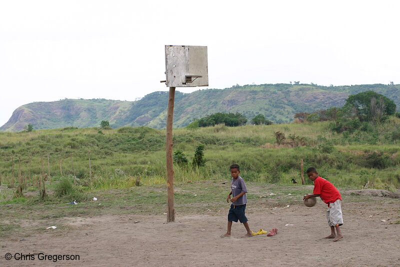 Photo of Boys Playing Basketball in Aeta Village(6028)