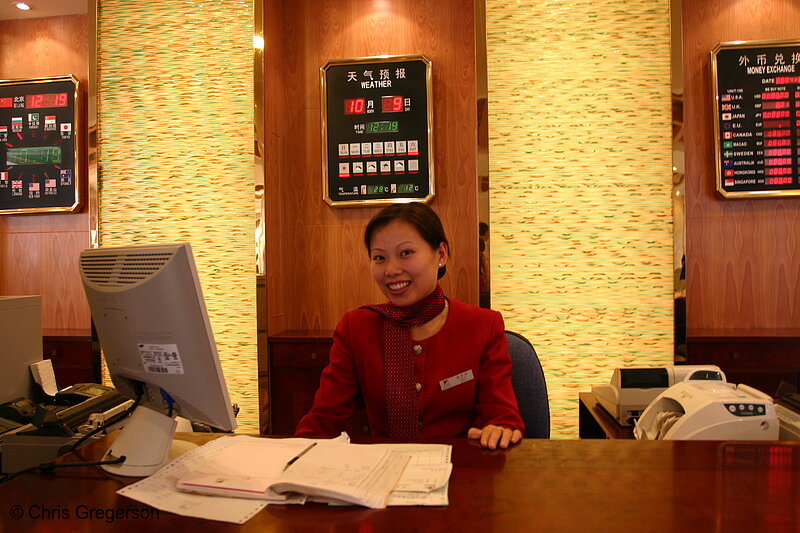 Photo of Clerk at the Red Wall Hotel in Beijing(6053)