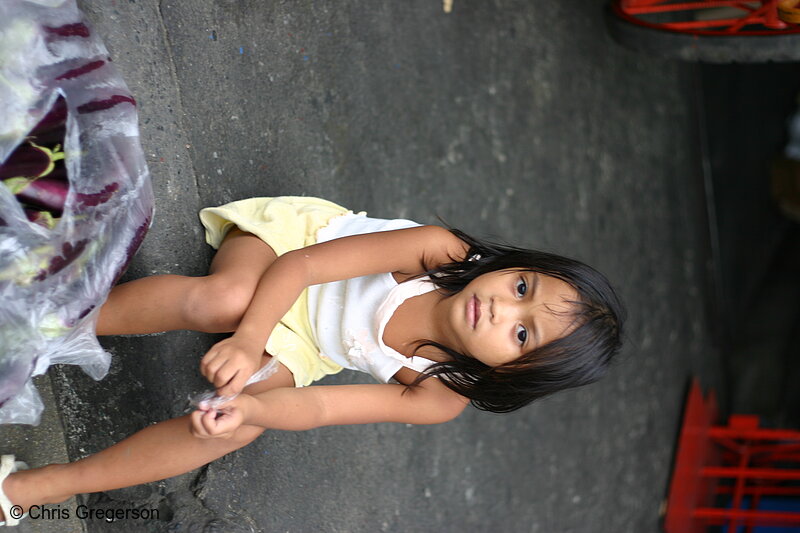 Photo of Young Girl Selling Eggplant, Laoag, Philippines(6480)