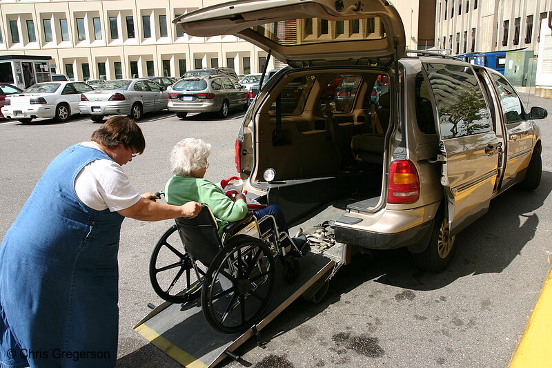 Photo of Patient in a Wheelchair Transported by Van(6931)