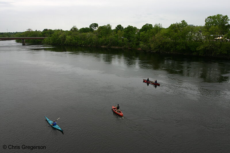 Photo of Kayak and Canoes from the Grand Avenue Bridge, Eau Claire, WI(7014)