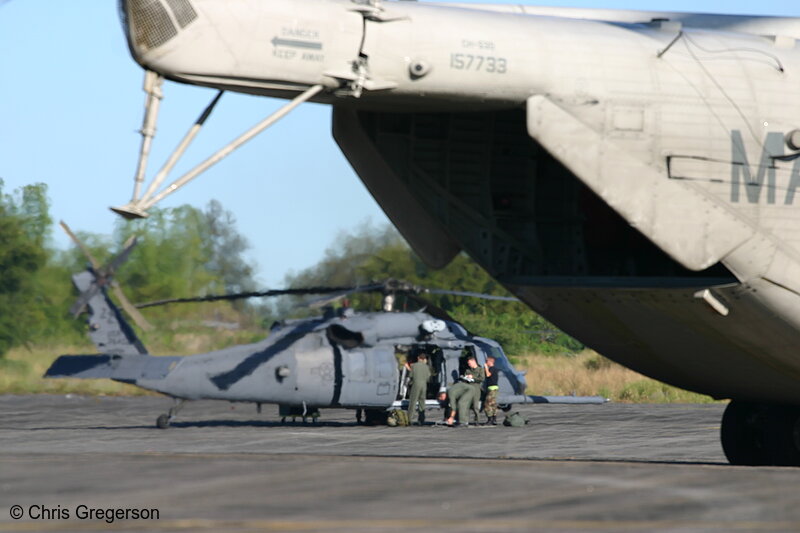 Photo of Marine Sea Stallion and Pave Hawk Helicopters at Clark Air Base, the Philippines(7545)